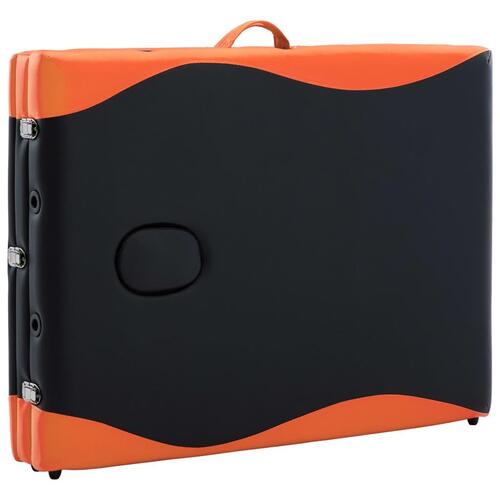 Foldbart massagebord 3 zoner træ sort og orange