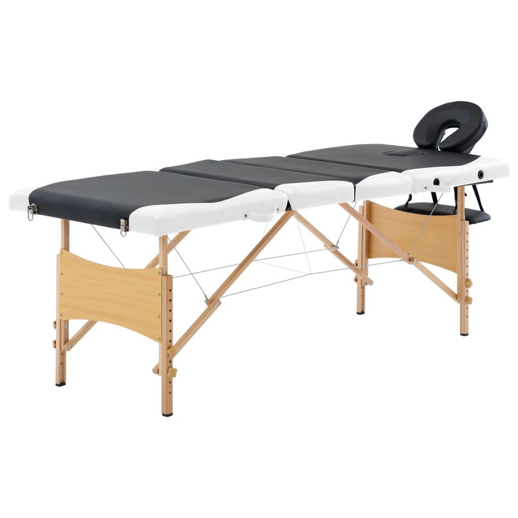 Sammenfoldeligt massagebord i træ, 4 zoner - sort/hvid billede