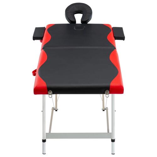 Foldbart massagebord 2 zoner aluminium sort og rød