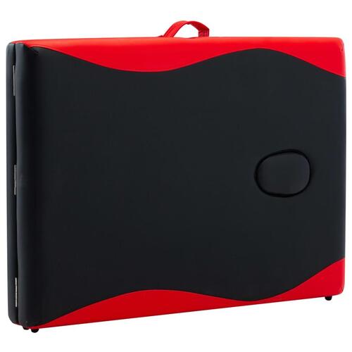 Foldbart massagebord 2 zoner aluminium sort og rød