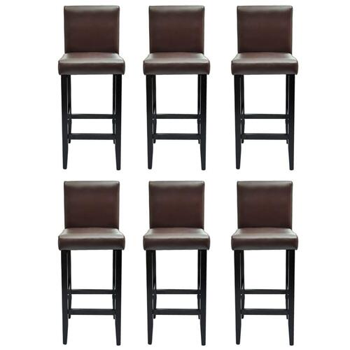Barstole 6 stk. kunstlæder brun