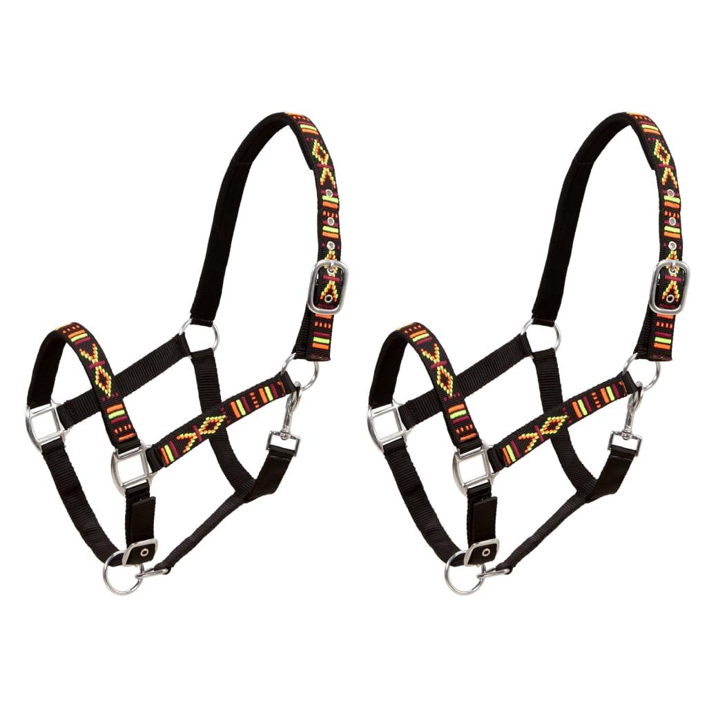 Hovedtøj til heste 2 stk. nylon str. cob sort