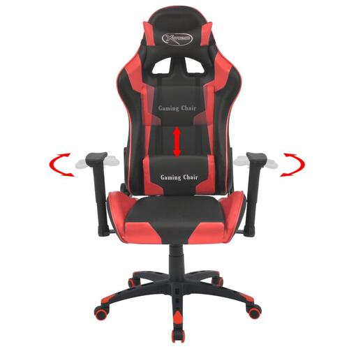 Gamerstol med lænefunktion i rødt kunstlæder