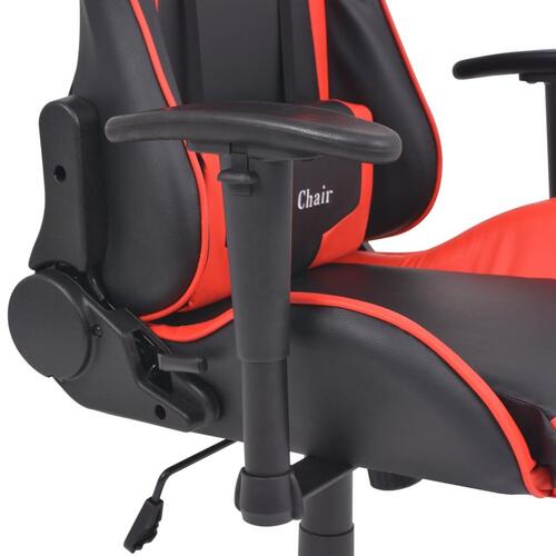 Gamerstol med lænefunktion i rødt kunstlæder