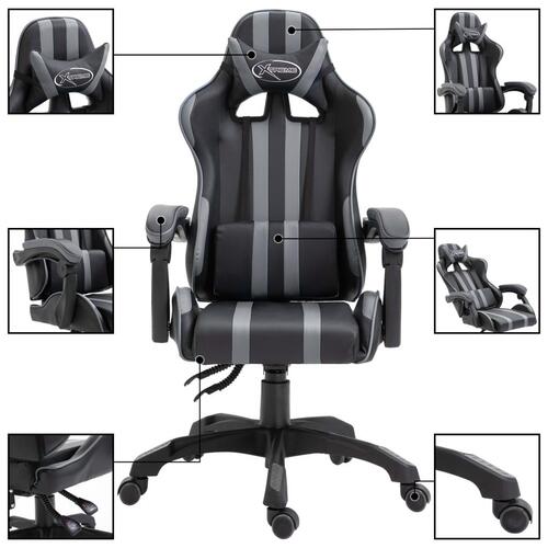 Gamingstol kunstlæder grå