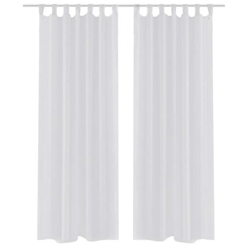 Hvidt Gardin I Tyndt Stof 140 x 175 cm 2 dele