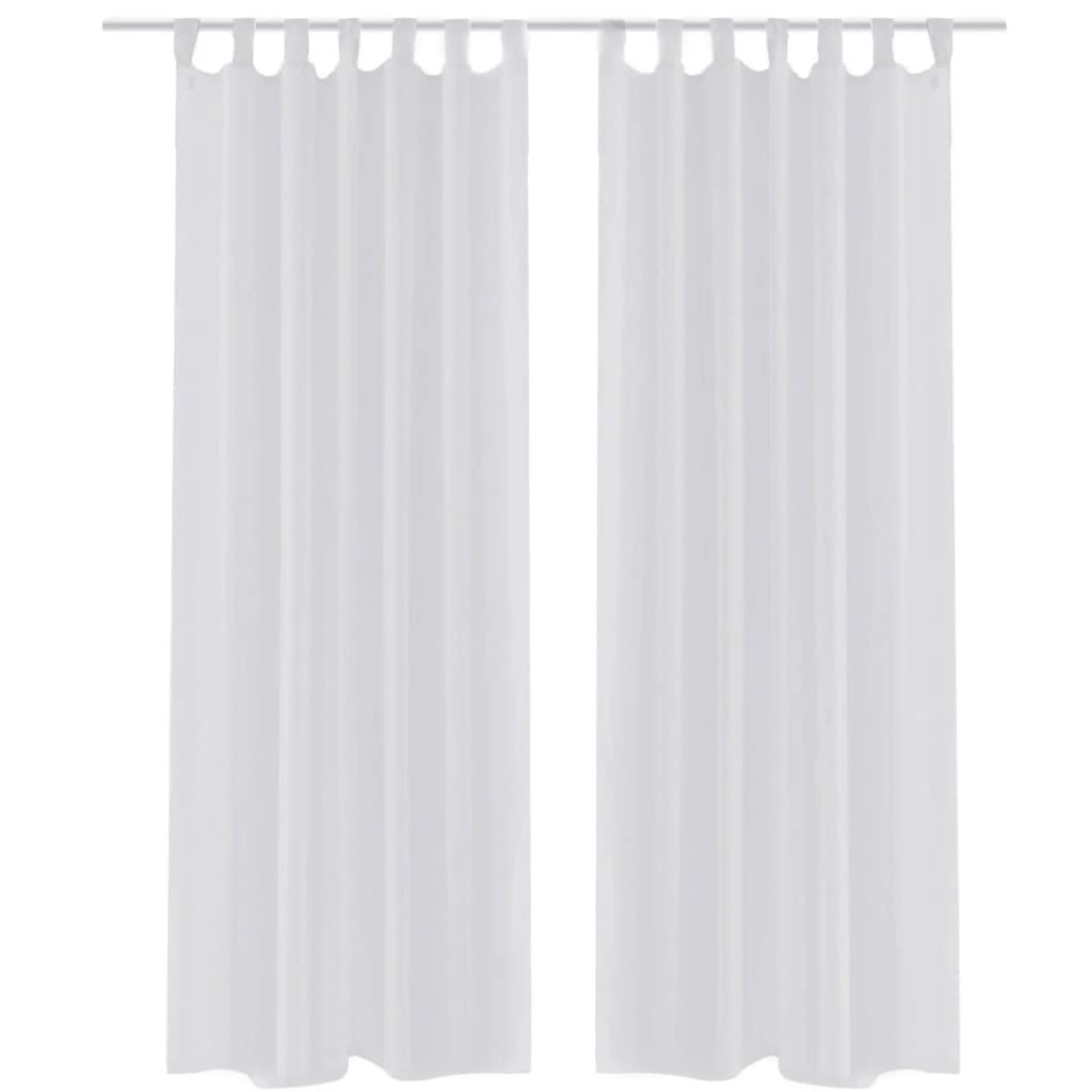 Hvidt Gardin I Tyndt Stof 140 x 175 cm 2 dele