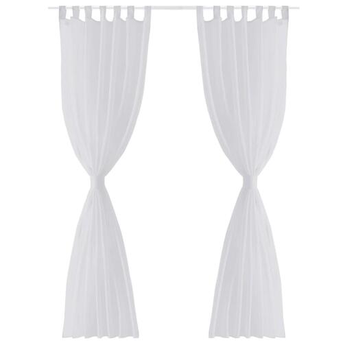 Hvidt Gardin I Tyndt Stof 140 x 175 cm 2 dele