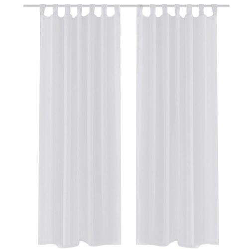 Hvidt gardin i tyndt stof 140 x 225 cm, 2 stk