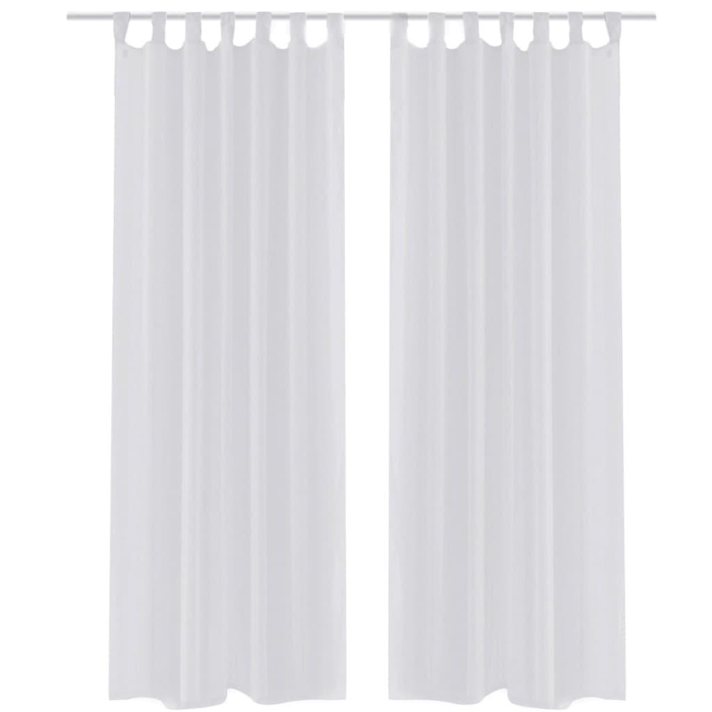 Hvidt gardin i tyndt stof 140 x 245 cm, 2 stk