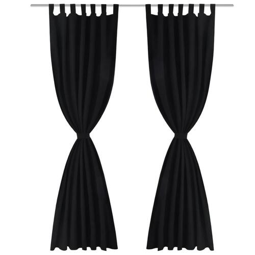 Gardiner i mikro-satin med løkker 2 stk. 140 x 175 cm sort