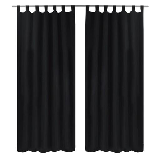 Gardiner i mikro-satin med løkker 2 stk. 140 x 225 cm sort