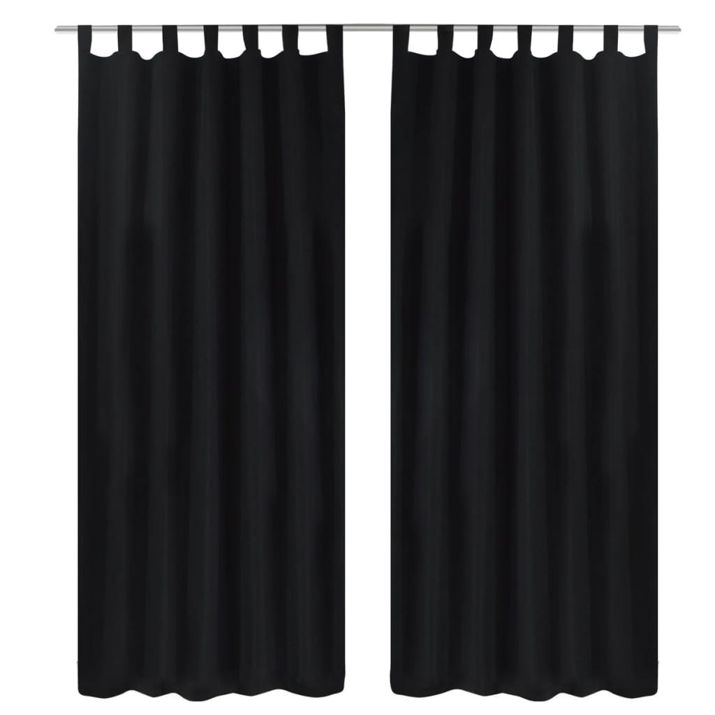 Gardiner i mikro-satin med løkker 2 stk. 140 x 225 cm sort