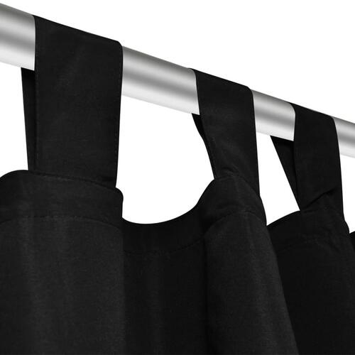 Gardiner i mikro-satin med løkker 2 stk. 140 x 225 cm sort