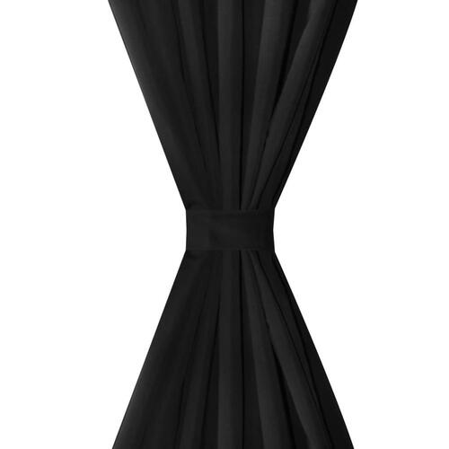 Gardiner i mikro-satin med løkker 2 stk. 140 x 245 cm sort