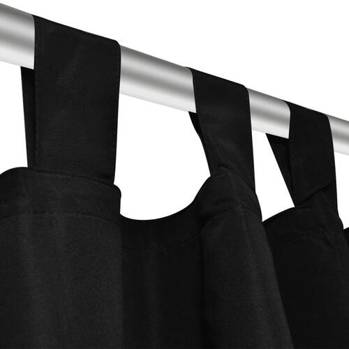 Gardiner i mikro-satin med løkker 2 stk. 140 x 245 cm sort