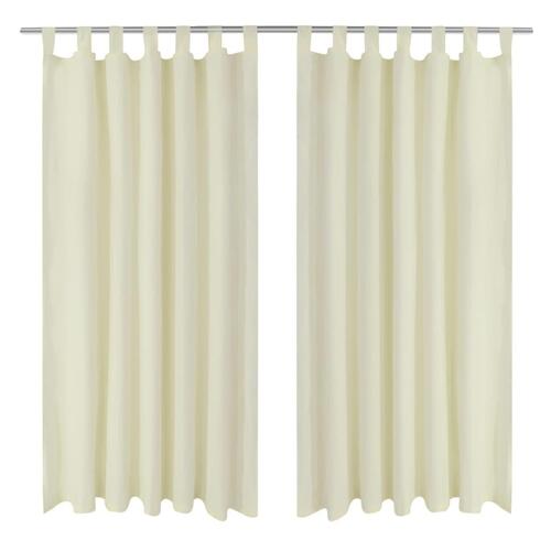 Gardiner i mikro-satin med løkker 2 stk. 140 x 175 cm cremefarvet