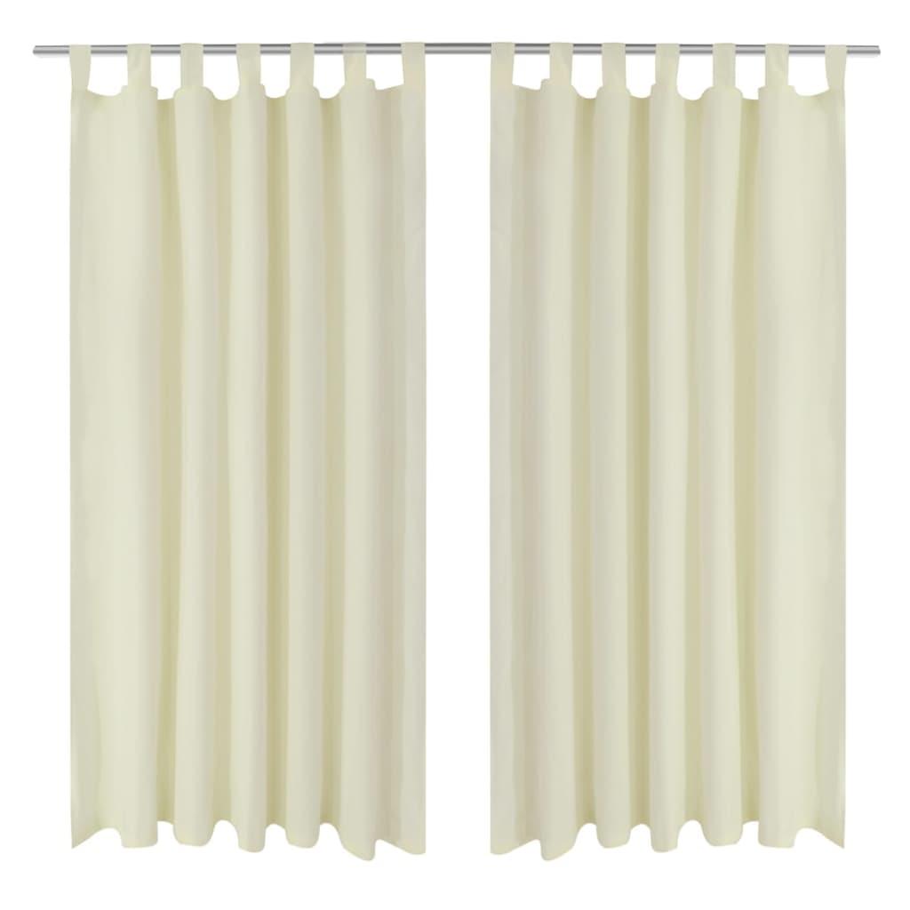 Gardiner i mikro-satin med løkker 2 stk. 140 x 175 cm cremefarvet