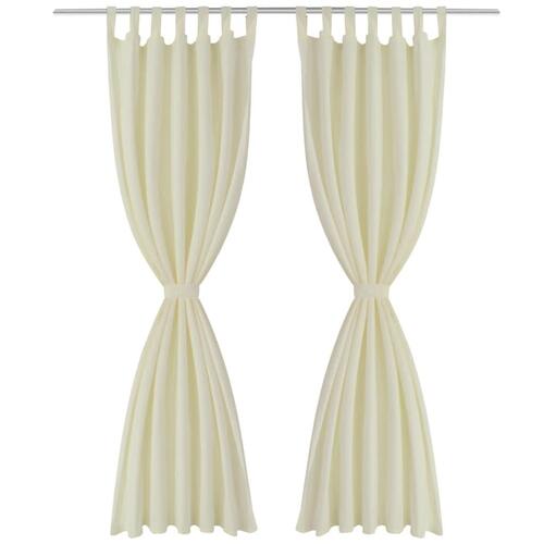Gardiner i mikro-satin med løkker 2 stk. 140 x 175 cm cremefarvet