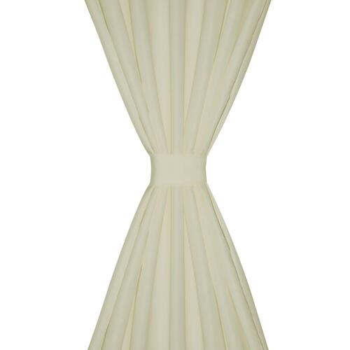 Gardiner i mikro-satin med løkker 2 stk. 140 x 175 cm cremefarvet