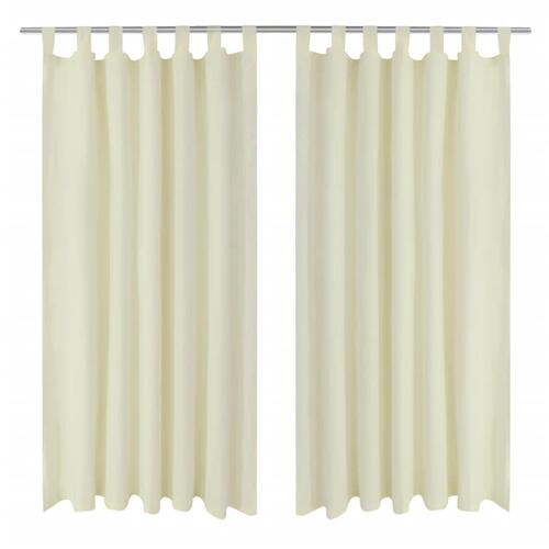 Gardiner i mikro-satin med løkker 2 stk. 140 x 245 cm cremefarvet