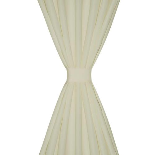 Gardiner i mikro-satin med løkker 2 stk. 140 x 245 cm cremefarvet