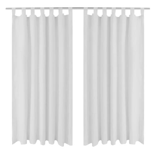 Gardiner i mikro-satin med løkker 2 stk. 140 x 175 cm hvid