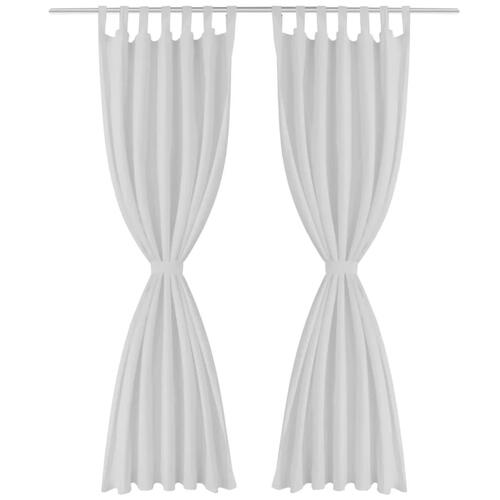 Gardiner i mikro-satin med løkker 2 stk. 140 x 175 cm hvid