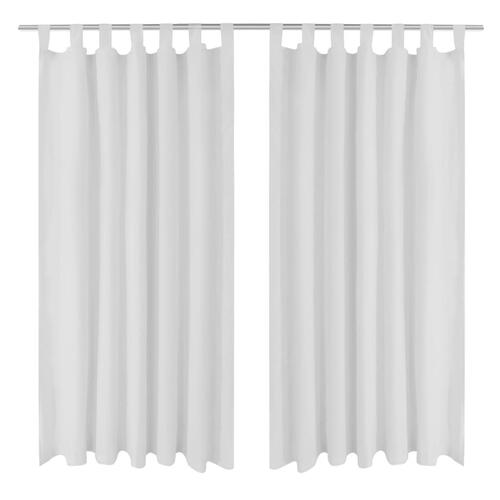 Gardiner i mikro-satin med løkker 2 stk. 140 x 225 cm hvid