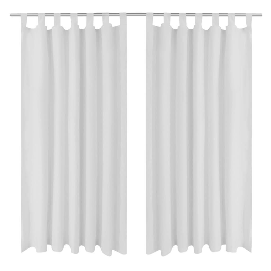 Gardiner i mikro-satin med løkker 2 stk. 140 x 225 cm hvid