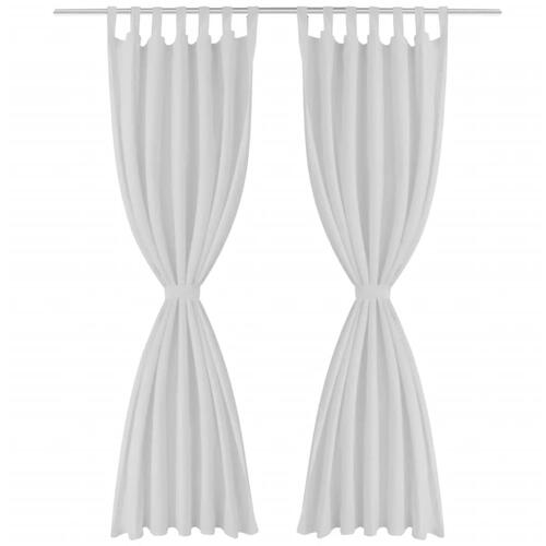 Gardiner i mikro-satin med løkker 2 stk. 140 x 225 cm hvid