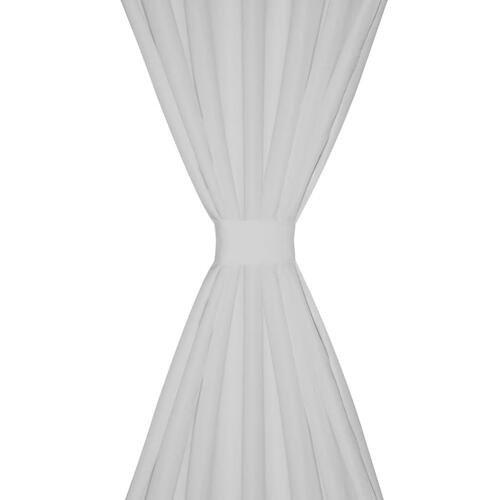 Gardiner i mikro-satin med løkker 2 stk. 140 x 225 cm hvid