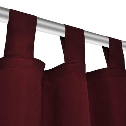 Gardiner i mikro-satin med løkker 2 stk. 140 x 175 cm bordeaux-rød