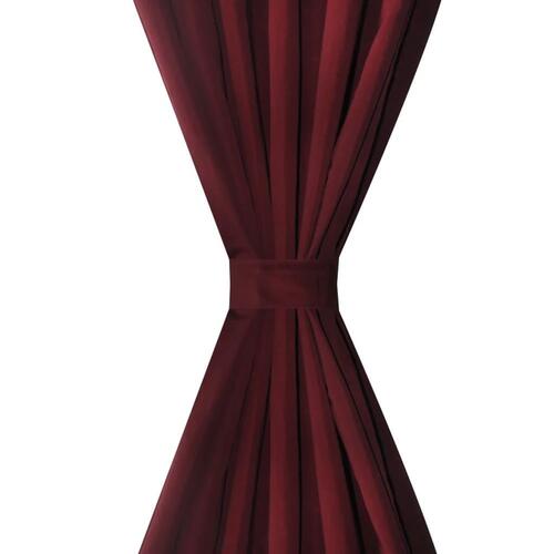 Gardiner i mikro-satin med løkker 2 stk. 140 x 225 cm bordeaux-rød