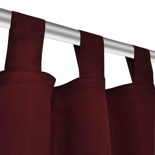 Gardiner i mikro-satin med løkker 2 stk. 140 x 225 cm bordeaux-rød