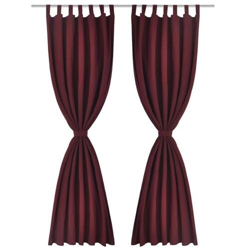 Gardiner i mikro-satin med løkker 2 stk. 140 x 245 cm Bordeaux-rød