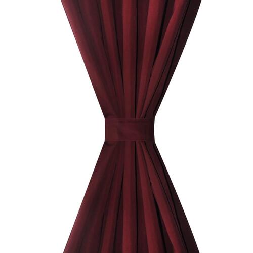 Gardiner i mikro-satin med løkker 2 stk. 140 x 245 cm Bordeaux-rød