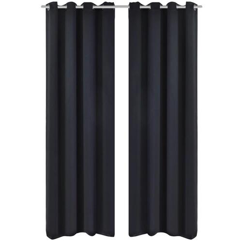 2 stk Sort Blackout Gardiner med Metal Ringe 135 x 245 cm