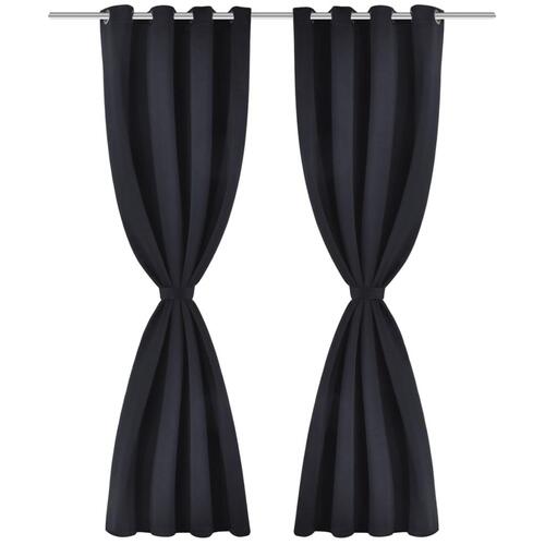 2 stk Sort Blackout Gardiner med Metal Ringe 135 x 245 cm