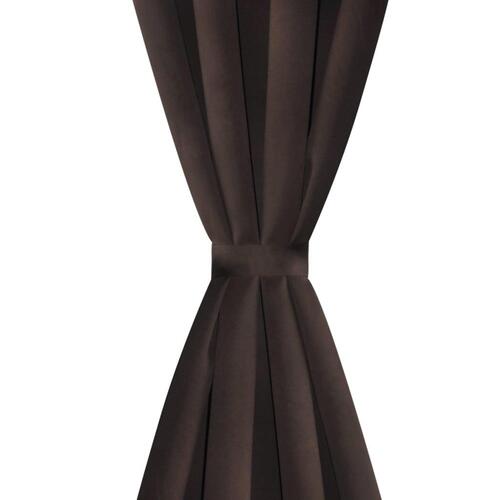 2 stk Brun Blackout Gardiner med Metal Ringe 135 x 245 cm