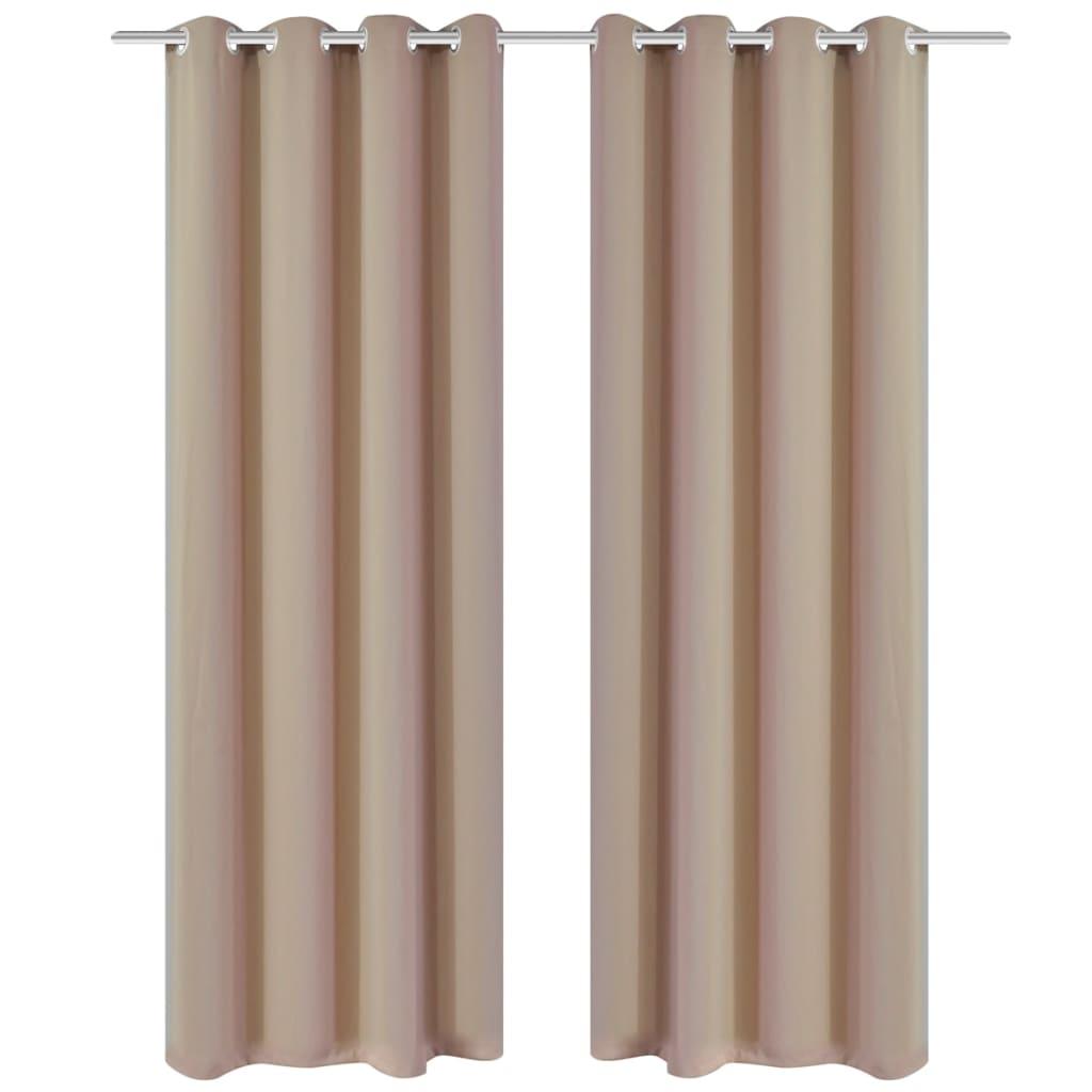 Lysdæmpende gardiner med metalringe 2 stk. creme 135 x 245 cm