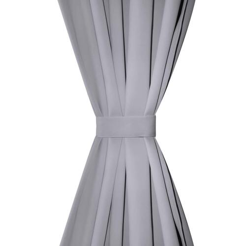 2 stk Grå Blackout Gardiner med Metal Ringe 135 x 245 cm