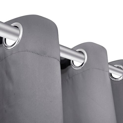 2 stk Grå Blackout Gardiner med Metal Ringe 135 x 245 cm
