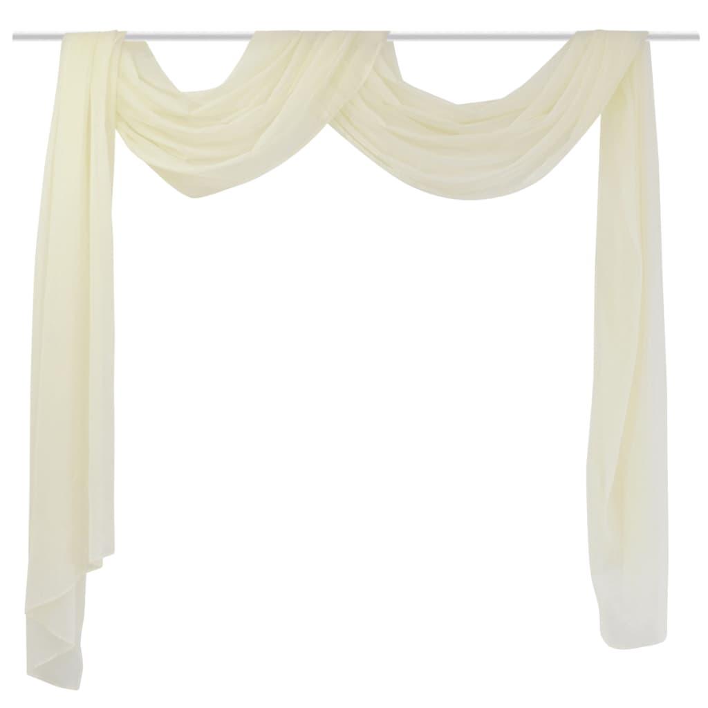 Tynde voile gardiner 140 x 600 cm cremefarvet