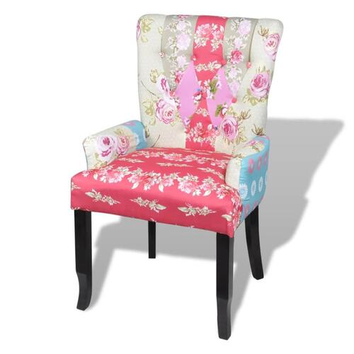 Fransk stol med patchworkdesign stof