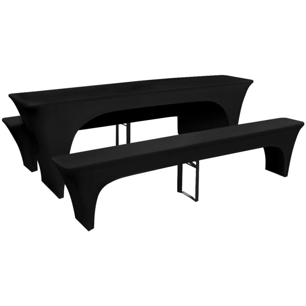 3 betræk til ølbord og bænke 220x50x80 cm stræk sort
