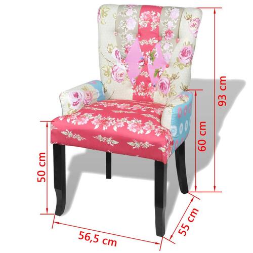 Fransk stol med patchworkdesign stof