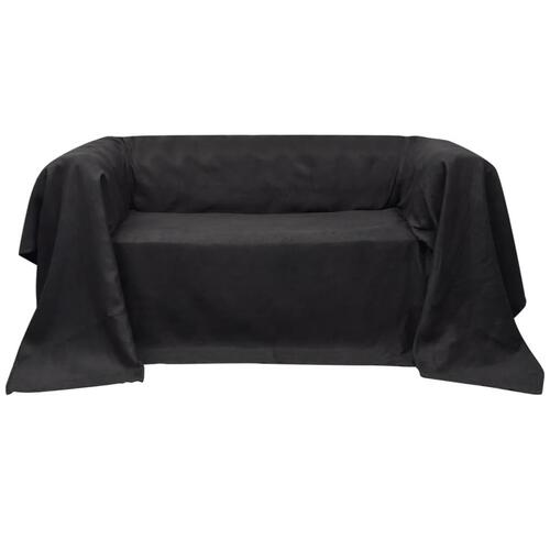 Sofabetræk 210x280 cm mikroruskind antracitgrå