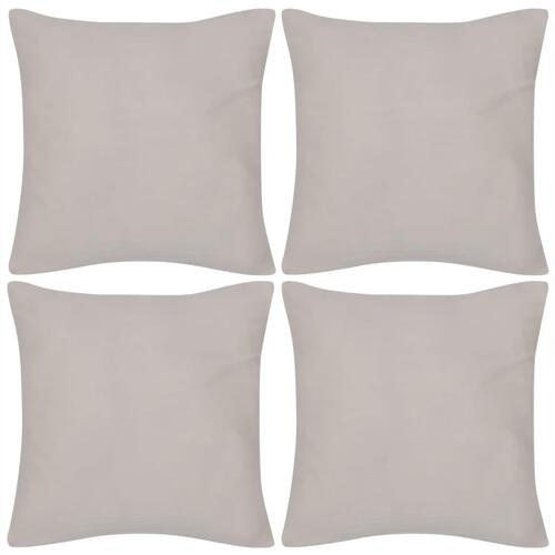 4 beige pudebetræk i bomuld 40 x 40 cm