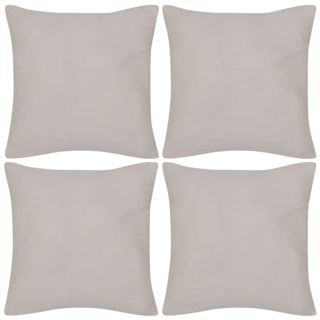 4 beige pudebetræk i bomuld 50 x 50 cm